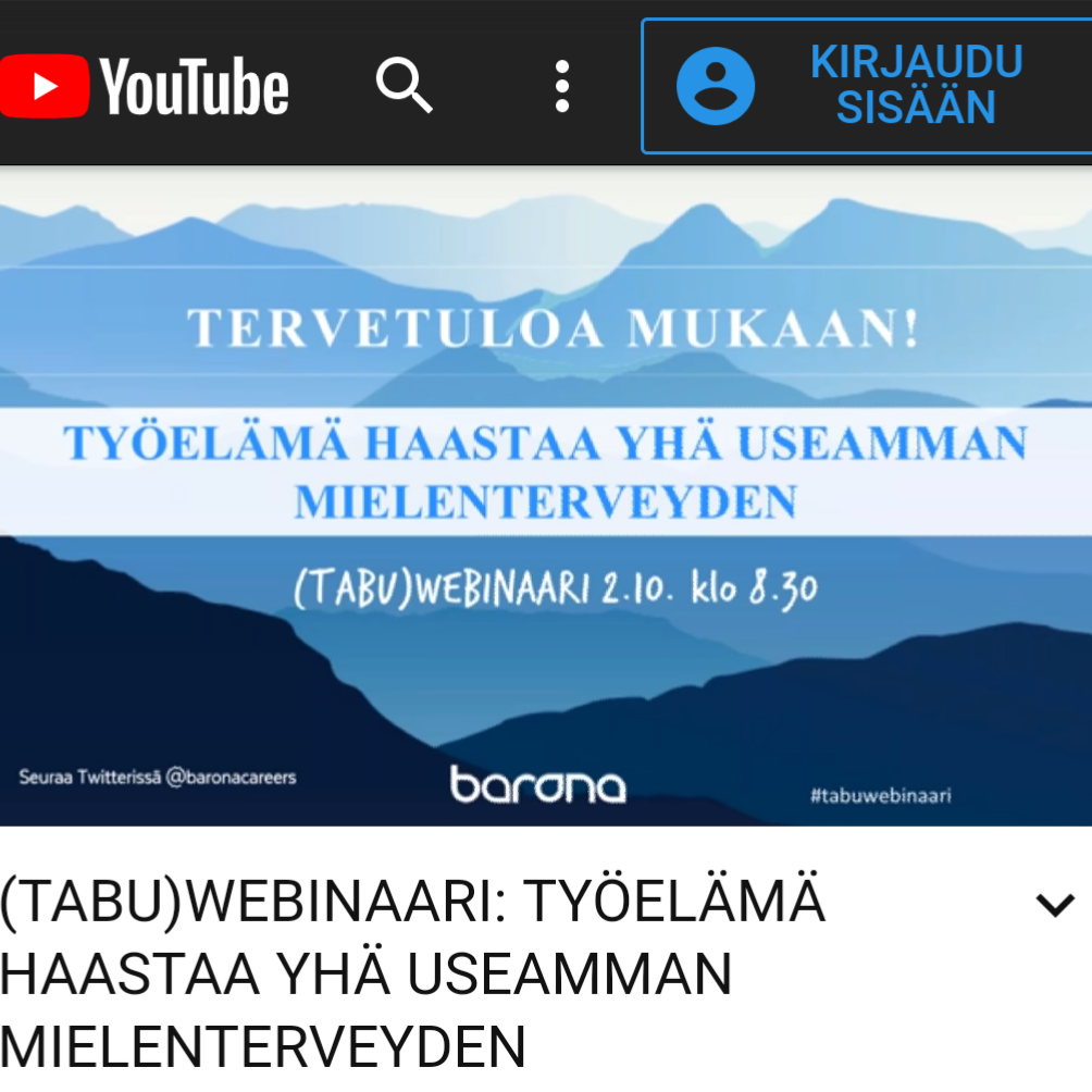 (Tabu)webinaari: Työelämä haastaa yhä useammin mielenterveyden