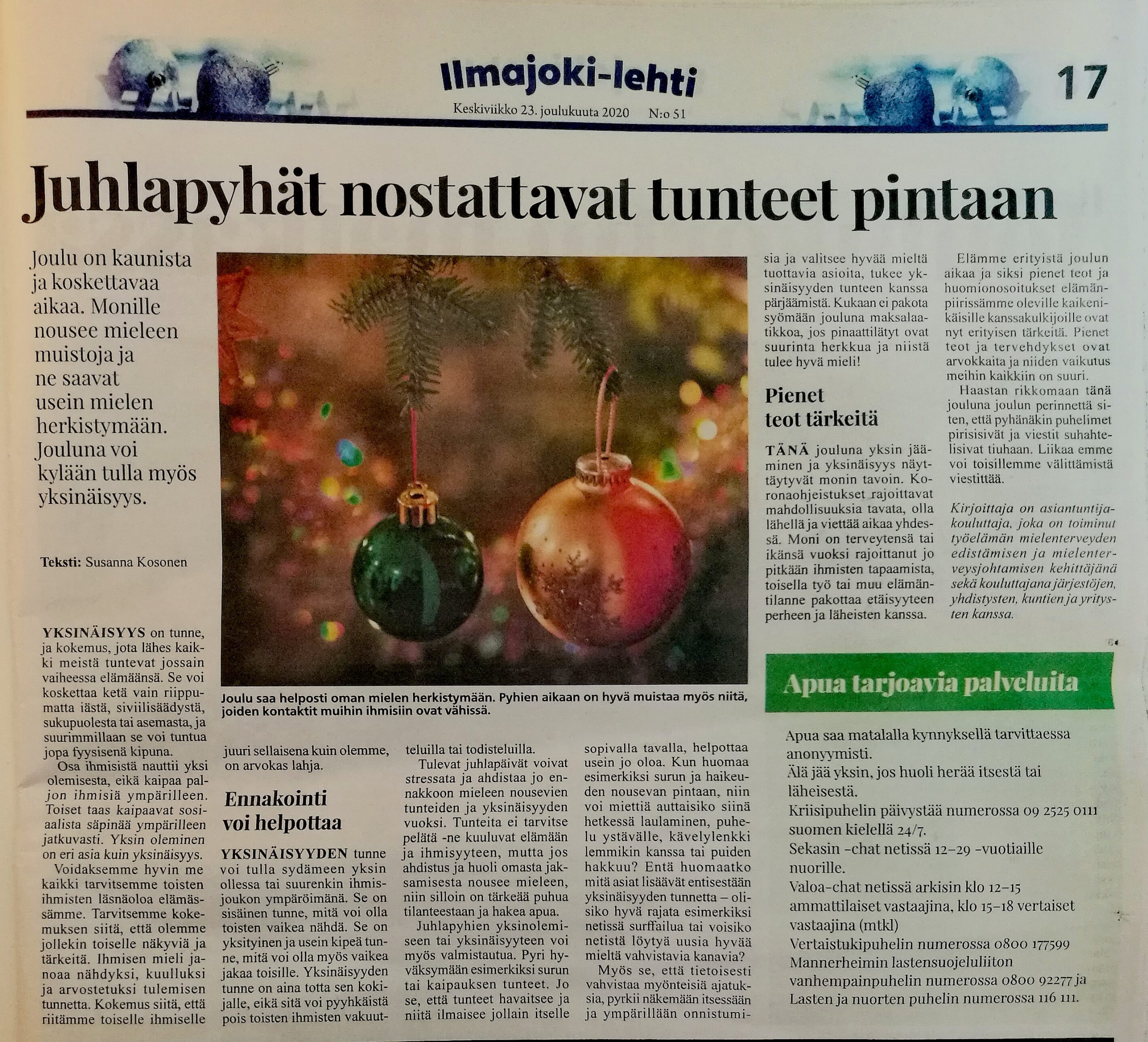 Juhlapyhät nostattavat tunteet pintaan